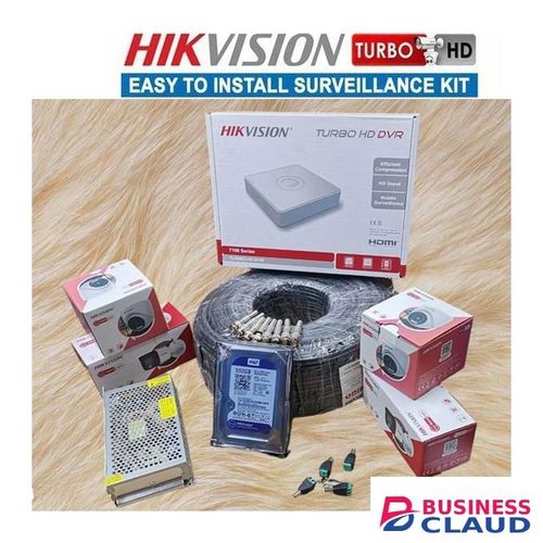 Hikvision Easy Installation 4 Hikivision 1080P Full HD 2MP Hybrid Colored Night Vision Sound Capturing CCTV Cameras Complete Security Surveillance System Kit