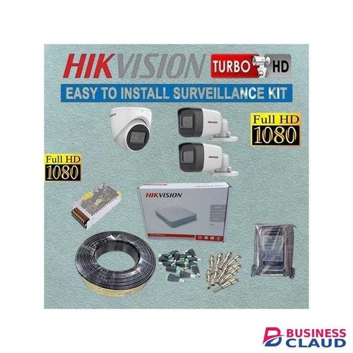 Hikvision 3 Turbo HD 1080P Full HD CCTV Cameras Surveillance System – 500GB HDD + 50M RG59 Cable