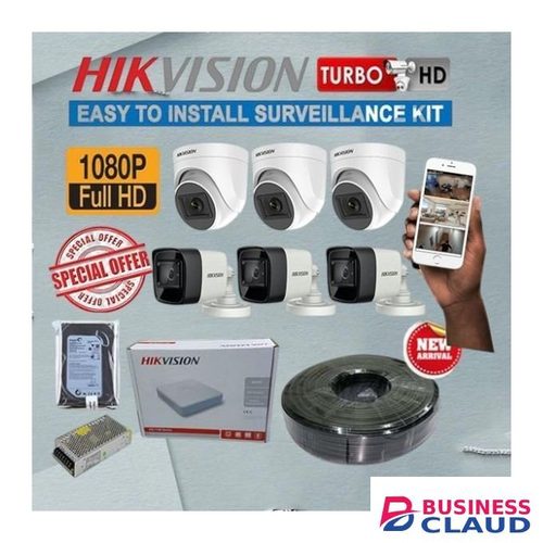 Hikvision 6 CCTV Cameras 1080P 2MP Full HD Complete Full System Kit – 1TB Hard Disk, Easy Setup & Reliable Quality Security Solution