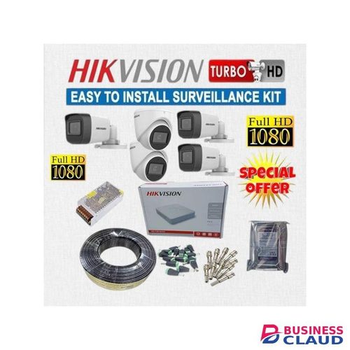 Hikvision 5 Full HD 20M Distance CCTV Cameras Full Installation System Kit -50M RG59 Cable+ 8 Channel DVR Machine