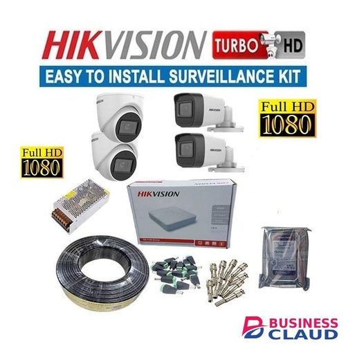 Hikvision 4 1080P 2MP Stunning Image Quality Full HD CCTV Cameras Full System Package With -4 Channel DVR Machine & 50M RG59 Cable