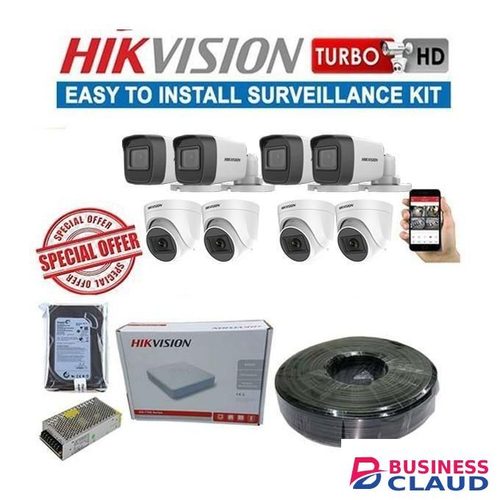 Hikvision 6 1080P Full HD 2MP CCTV Cameras Complete System Kit-200M Rg59 Cable +1TB Harddisk