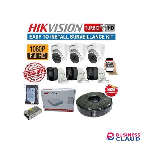 Hikvision 6 HD 1080P Full HD 2MP Stunning Image Quality CCTV Cameras Complete System Kit-8 Channel Dvr 100M Rg59 Cable & 1TB HDD