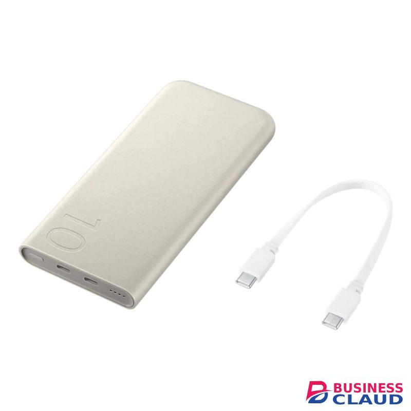 Samsung 10,000mAh 25W Super Fast Charging Dual USB-C Battery Pack with Eco-Friendly Design.