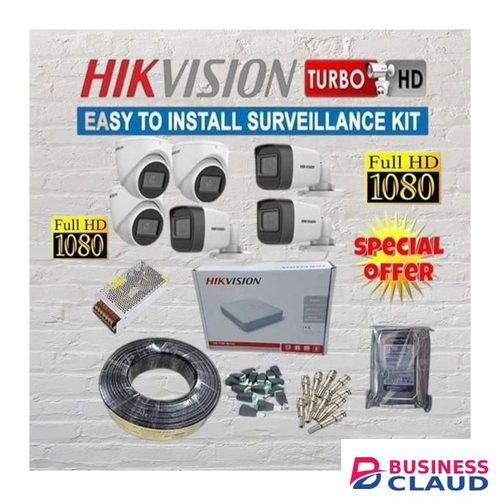 Hikvision Stunning Image Quality 6 Full HD 1080P 2MP CCTV Cameras Full Installation System Kit With 1TB Harddisk+8 Channel DVR Machine
