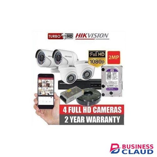 Hikvision 4 Full HD 2MP 1080P CCTV Cameras Complete System Kit With 500GB Harddisk+4 Channel DVR Machine