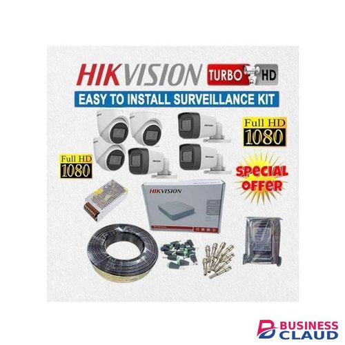Hikvision Multiple Smartphones Support 6 Turbo 1080P Full HD Resolution 2MP CCTV Cameras Full Installation System Kit + 100M RG59 Coaxial Cable