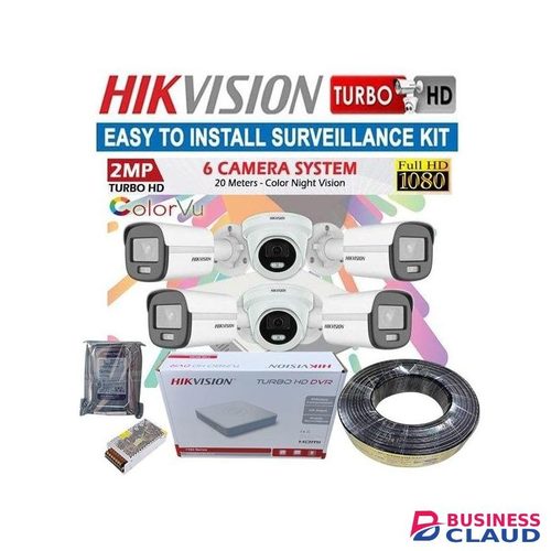 Hikvision Ready To Install 6 Turbo HD 1080P Full HD 2 MegaPixel 24/7 Full Colorful Images CCTV Security Surveillance Cameras Complete System Kit