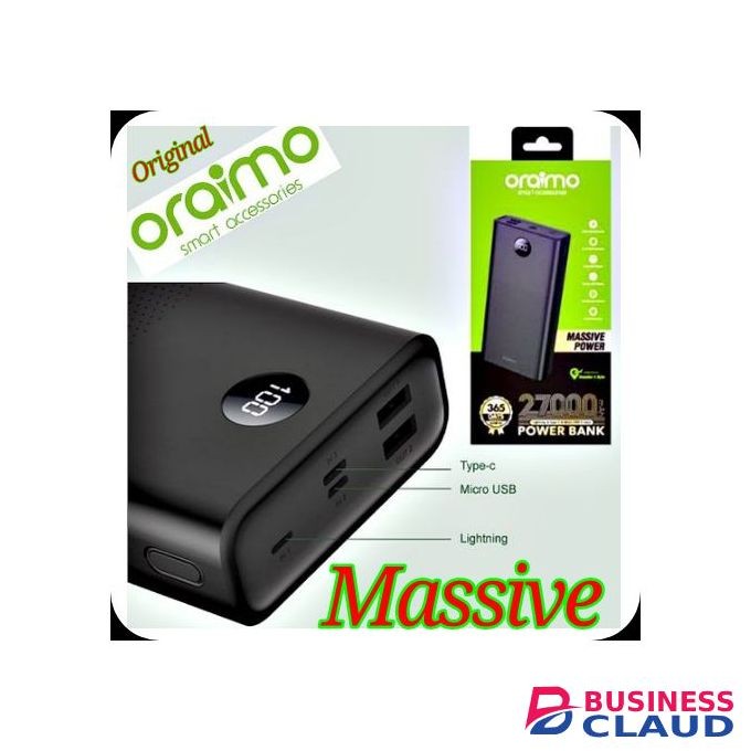 Oraimo Smart Long Lasting Power Bank 27000mAh Charging Samsung Galaxy A12 Phone Thrice