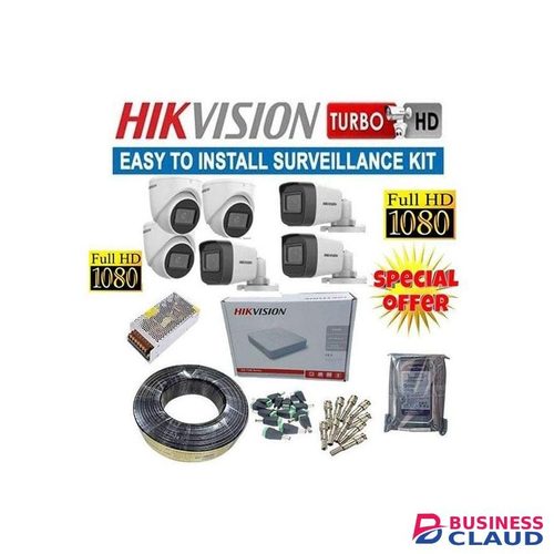 Hikvision High-Definition Clear Resolution 6 Turbo 1080P Full HD 2MP Ultra HD CCTV Cameras Full Installation System Kit+ 100M RG59 Coaxial Cable