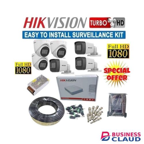 Hikvision 6 Full HD 1080P 2MP Ir Capability CCTV Cameras Complete System Kit - With 8 Channel DVR+ 100M RG59 Cable
