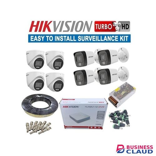 Hikvision 8 Remote Viewing Support Newest 1080P Full HD 2MP Smart Hybrid 24/7 Colored Night Vision ce Recording CCTV Cameras Complete System Kit -100M RG59 CCTV Cable