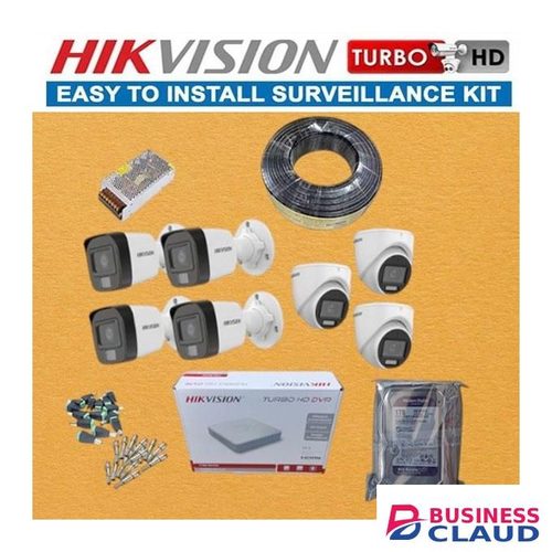 Hikvision 7 1080P Full HD Good Qualilty 2MP 24/7 Full Time Colored Night Vision Hybrid CCTV Cameras Complete System Kit