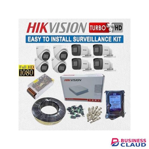 Hikvision 8 Build Cost-Effective & Energy Efficient 1080P 2MP CCTV Cameras Full System Installation Kit- (8 Channel DVR+500GB HDD+100M RG59 Cable)