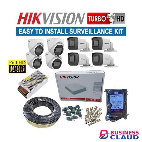 Hikvision 8 Easy Installation & Integration 1080P Full HD 2MP CCTV Cameras Complete System Kit With 100M RG59 Cable +8Channel DVR Machine-White