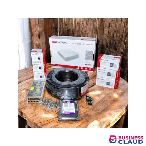 Hikvision 6 1080P Full HD 2MP Easy Installation Security Surveillance CCTV Cameras Complete System Kit Package -100M Rg59 Coaxial Cable+500GB Harddisk + 8 Channel DVR Machine