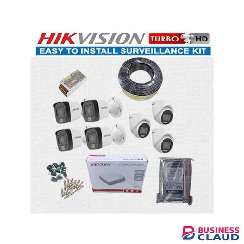 Hikvision 7 1080P Full HD 2MP 24/7 Full Time Colored Night Vision Hybrid CCTV Cameras with Audio ce Recording Capabilities Complete System Kit
