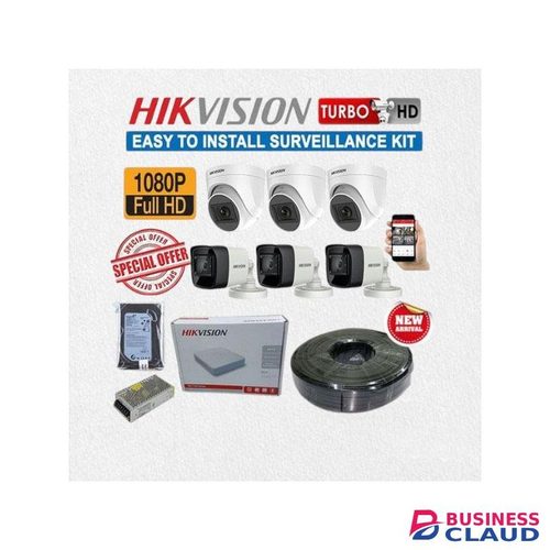 Hikvision 6 Full HD 1080P 2.0 Megapixel Motion Detection CCTV Cameras Complete System Kit Full Installation Package