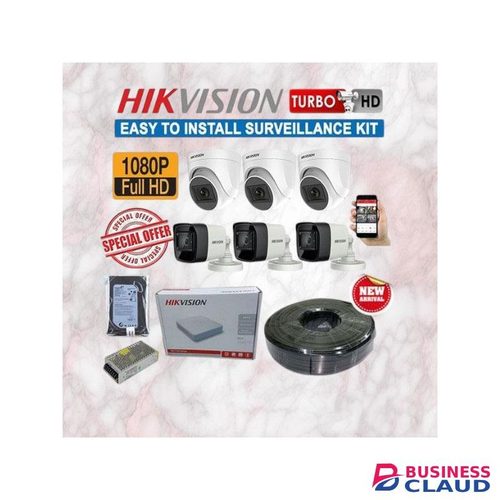 Hikvision Great Quality Smart 20m Ir Distance 6 Full HD 1080P 2MP CCTV Cameras Complete System Kit With 8 Channel DVR + 100M RG59 Coaxial Cable