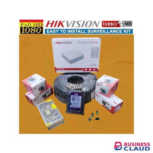 Hikvision 4 Newest Remote Viewing 1080P HD 2MP Hybrid Full Colored Night Vision Sound Capturing CCTV Cameras Complete Package Kit