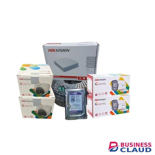 Hikvision 4 Real Time Capture 1080P Full HD 2MP 24/7 Full Time Colored Night Vision CCTV Cameras Complete System Kit
