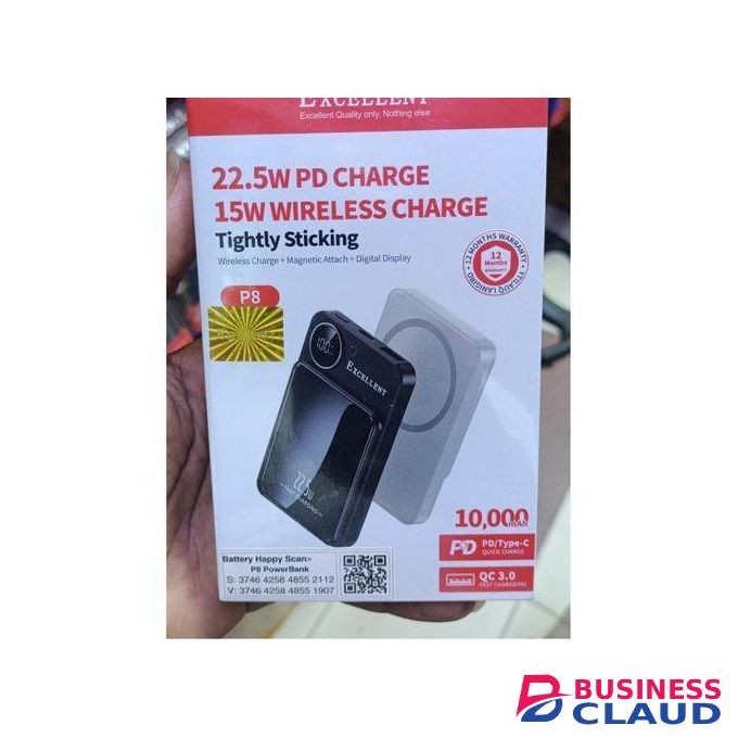 22.5W PD charge 15W wireless charge – tightly sticking C10,000mAh (P8)