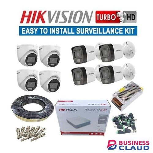 Hikvision 8 Real-Time Recording And Playback 1080P Resolution Full HD 2MP Smart Hybrid 24/7 Colored Night Vision ce Recording CCTV Cameras Complete System Kit -100M RG59 CCTV Cable
