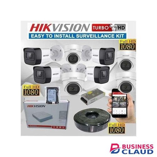 Hikvision 8 Turbo Hd 1080P Full HD 2MP CCTV Cameras Complete System Kit - With 8 Channels DVR Machine + 1TB Harddisk +100M Cable + 3M HDMI Cable