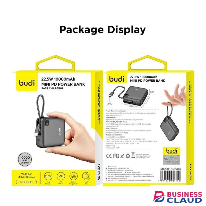 Mini Powerbank Fast Charging Original Power Bank With Type C Cable-10000mAh