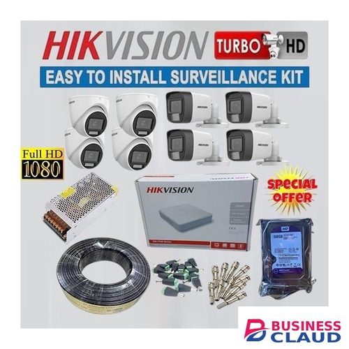 Hikvision 8 Stunning Image Quality 1080P Full HD 2MP Smart Hybrid 24/7 Colored Night Vision ce Recording CCTV Cameras Complete System Kit -100M RG59 CCTV Cable