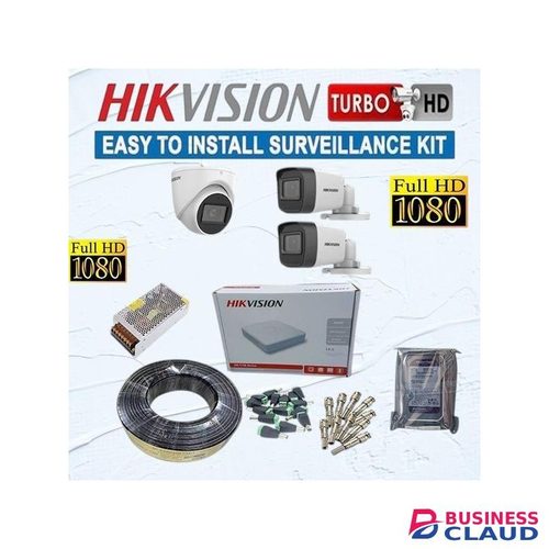 Hikvision 3 Turbo HD 1080P Full HD 2.0MP Resolution Indoor&Outdoor CCTV Cameras Surveillance System – 500GB HDD + 50M RG59 Cable