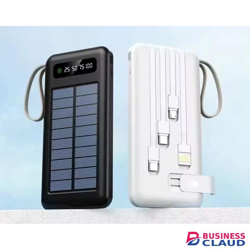14,000mah thin portable compact powerbank with mobile phone holder and solar charging