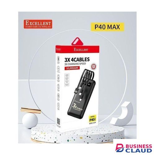EXCELLENT P40 Max 3X Charging Speed 4 Cables 10000mAh Power Bank