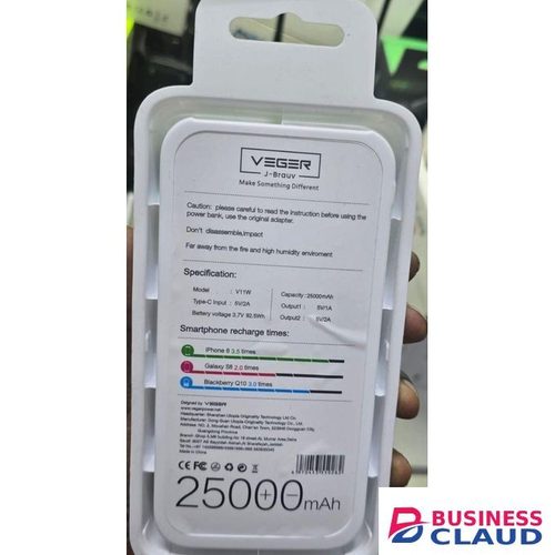 VEGER 25000mAh V11W Type-C USB Charging Power Bank