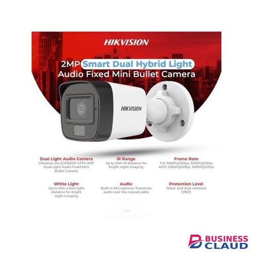 Hikvision 1080P Full HD 2MP Smart Hybrid Colored Cost Effective Night Vision Audio Integrated Outdoor CCTV Camera