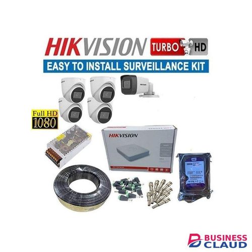 Hikvision 5 1080P Full HD 2MP Night Vision Activated CCTV Cameras Complete Security Surveillance System Kit -Night Vision Activated