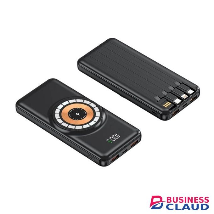 30000mAh wireless charging powerbank with inbuilt charging cables 30000mAh fast charging powerbank large capacity fast charging wireless power bank