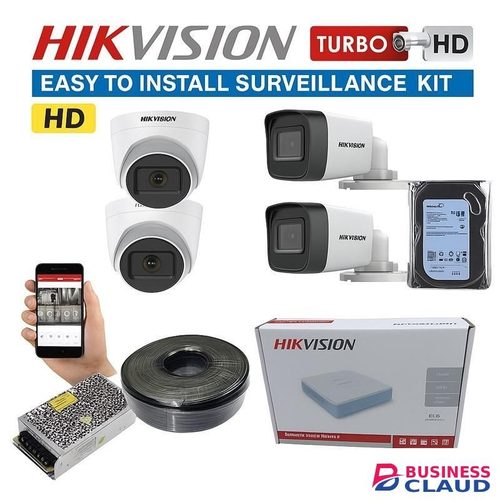 Hikvision 1080P Full HD 2MP 4 Camera Security Kit with DVR, 500GB Storage, Night Vision, High Durability Build and Reliable Home Surveillance