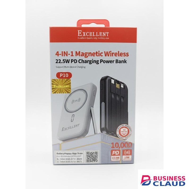 EXCELLENT P10 4-in-1 Magnetic Wireless 22.5W PD Charging Power Bank 10000mAh
