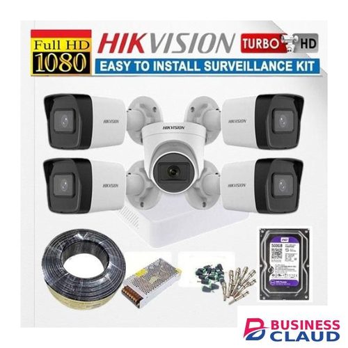 Hikvision Ip66 Weatherproof 5 HD 2MP CCTV Camera Complete Installation Kit