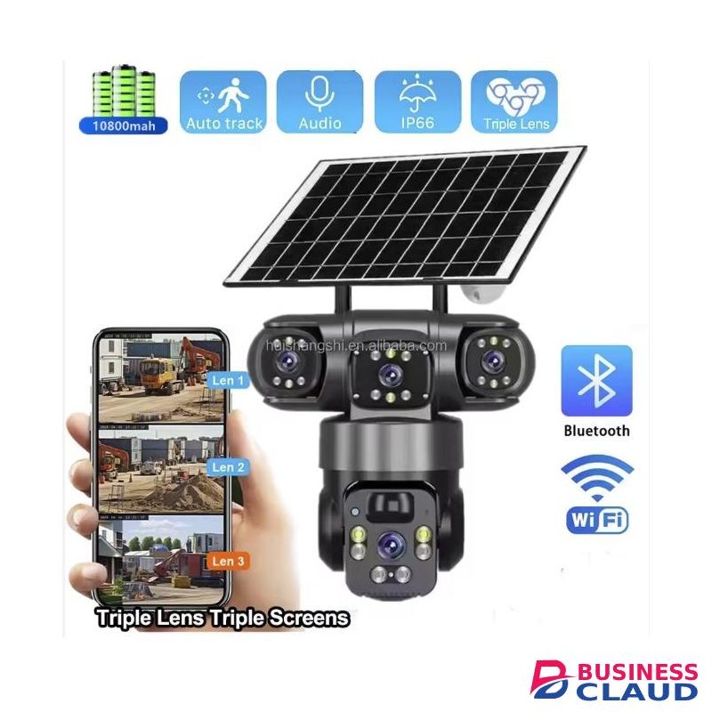Solar Light V380 Pro Real 3Lens 8K 15MP 4g Solar Surveillance Camera Outdoor PTZ Auto Track 4g Wireless CCTV Security Cameras