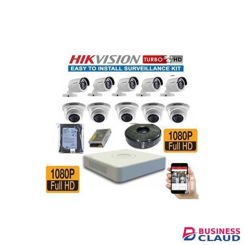 HIK Vision 10 HD 2MP (1080P) CCTV Cameras Complete Kit-(With 2TB HDD +200M Cable + 16 Channel DVR + 5M HDMI Cable)