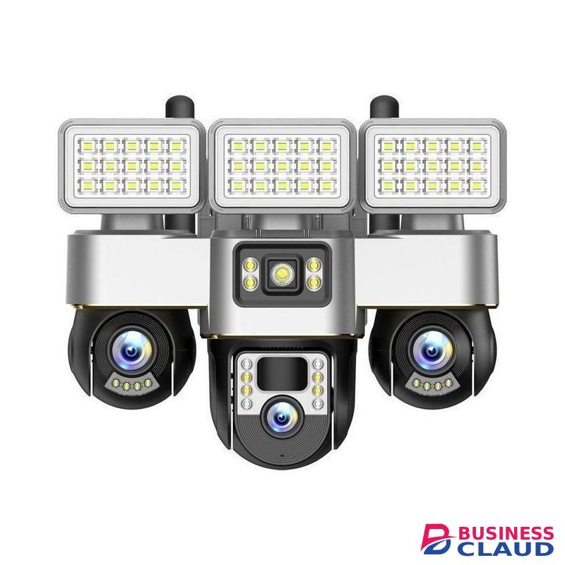 Solar Light Battery Powered 3 Cameras Super PTZ Wide Angle V380 Pro Tripple Lenses Outdoor Solar Camera 4G Sim Card Night Vision With Motion