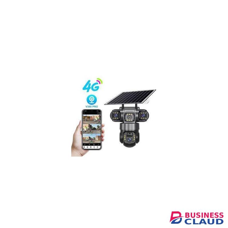 Solar Light V380 6MP 4G 3-Lens 3-Screens Solar Camera Ptz Battery Two-way Voice Sim Camera 3-Lens