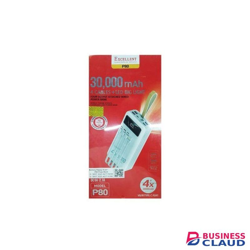 EXCELLENT 4IN1 PD 30000MAH LONG LASTING FASTCHARGE POWERBANK