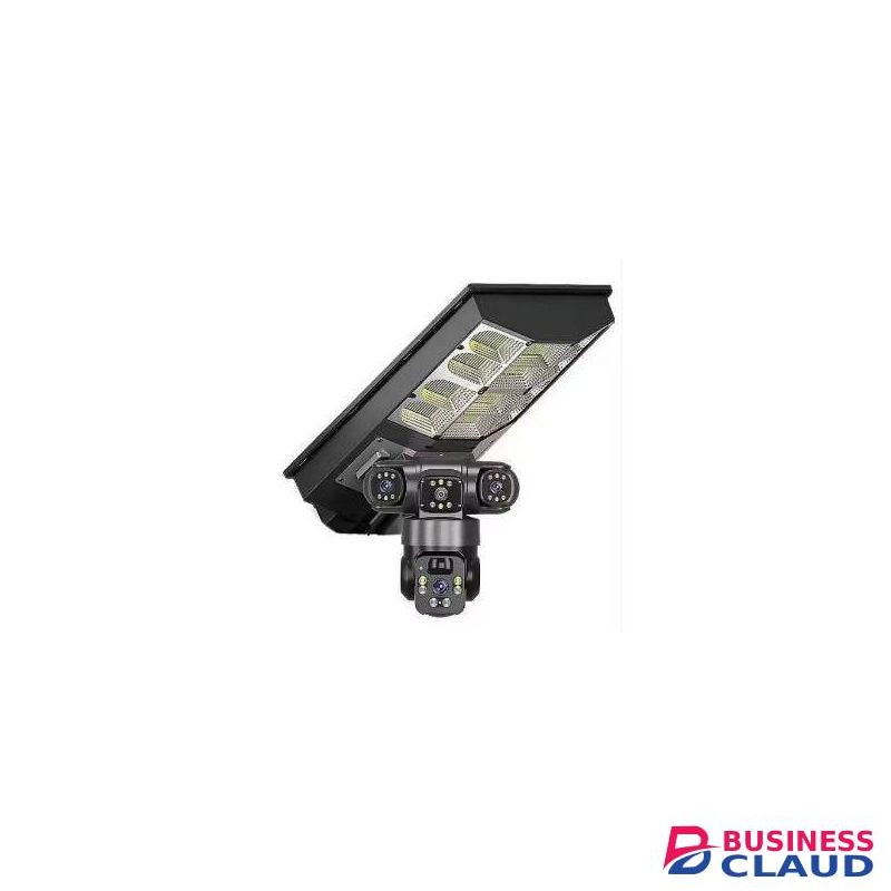 Solar Light 6MP Street Light Camera Dual Lens 360 Degree Rotating Motion Detection Two Way Voice 4G Sim Card Ptz Solar Cctv Camera