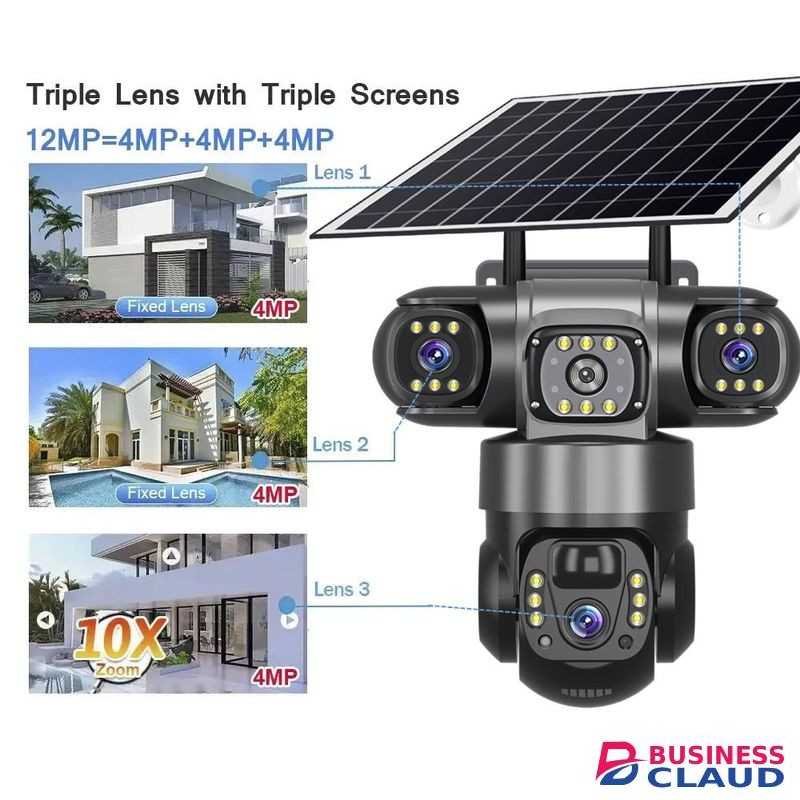 V380 4G Solar Dual Lens Camera with siren