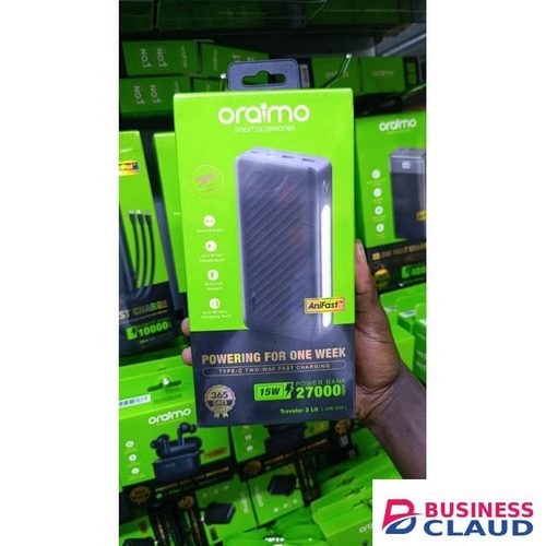 Oraimo AniFast Traveler 3 Lit 27000mAh Power Bank in 1-cables-digital-led-display