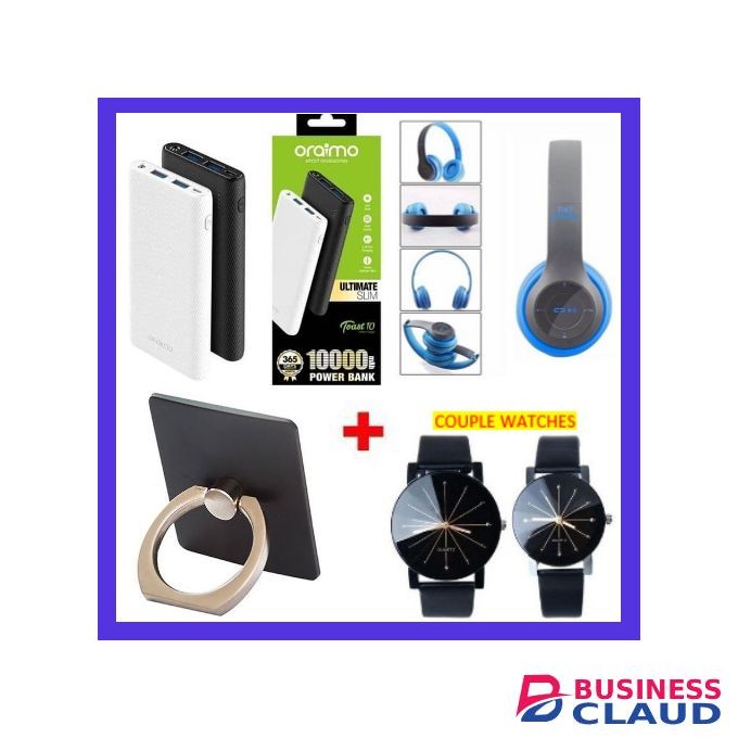 Oraimo Power Bank 10000mAh+P47+2watches +Ring