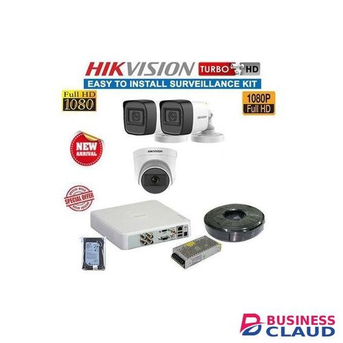 Hikvision 3 Turbo HD 1080P 2MP Full HD CCTV Camera Complete System Kit -Night Vision ACTIVATED